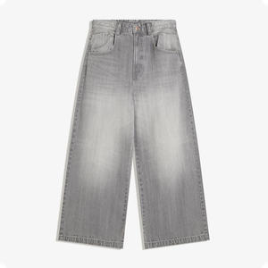 High Street Stone Washed <span class=keywords><strong>Large</strong></span> Leg Denim <span class=keywords><strong>Jeans</strong></span> Grande Poche Arrière <span class=keywords><strong>Jeans</strong></span> Homme Vintage Délavé Gris Clair Baggy <span class=keywords><strong>Jeans</strong></span> - Product Image 4
