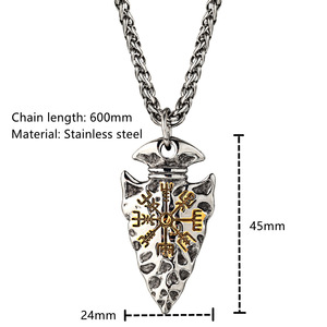 Collier avec pendentif flèche en acier inoxydable pour hommes, symbole de boussole viking, bijoux à la mode, cadeau - Product Image 2