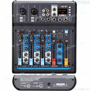 MiCWL X4 Tragbares <span class=keywords><strong>Mini</strong></span> 4-Kanal Tonmischpult Audio <span class=keywords><strong>DJ</strong></span> <span class=keywords><strong>Controller</strong></span> Studio Bühnen Live <span class=keywords><strong>Mixer</strong></span> 48V Blau USB - Product Image 4