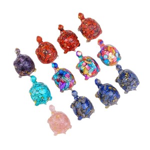 Piedra curativa hecha a mano, decoración de <span class=keywords><strong>tortuga</strong></span>, Chips de cristal Natural, resina epoxi, estatuilla de <span class=keywords><strong>tortuga</strong></span> para Feng Shui - Product Image 2