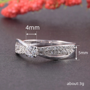 Anillo de Diamantes Plateado Q549 para Mujer, Anillo de Compromiso con Diamante Natural de Corte Brillante Redondo, Color G, Piedras Laterales, Diseño Elegante - Product Image 5