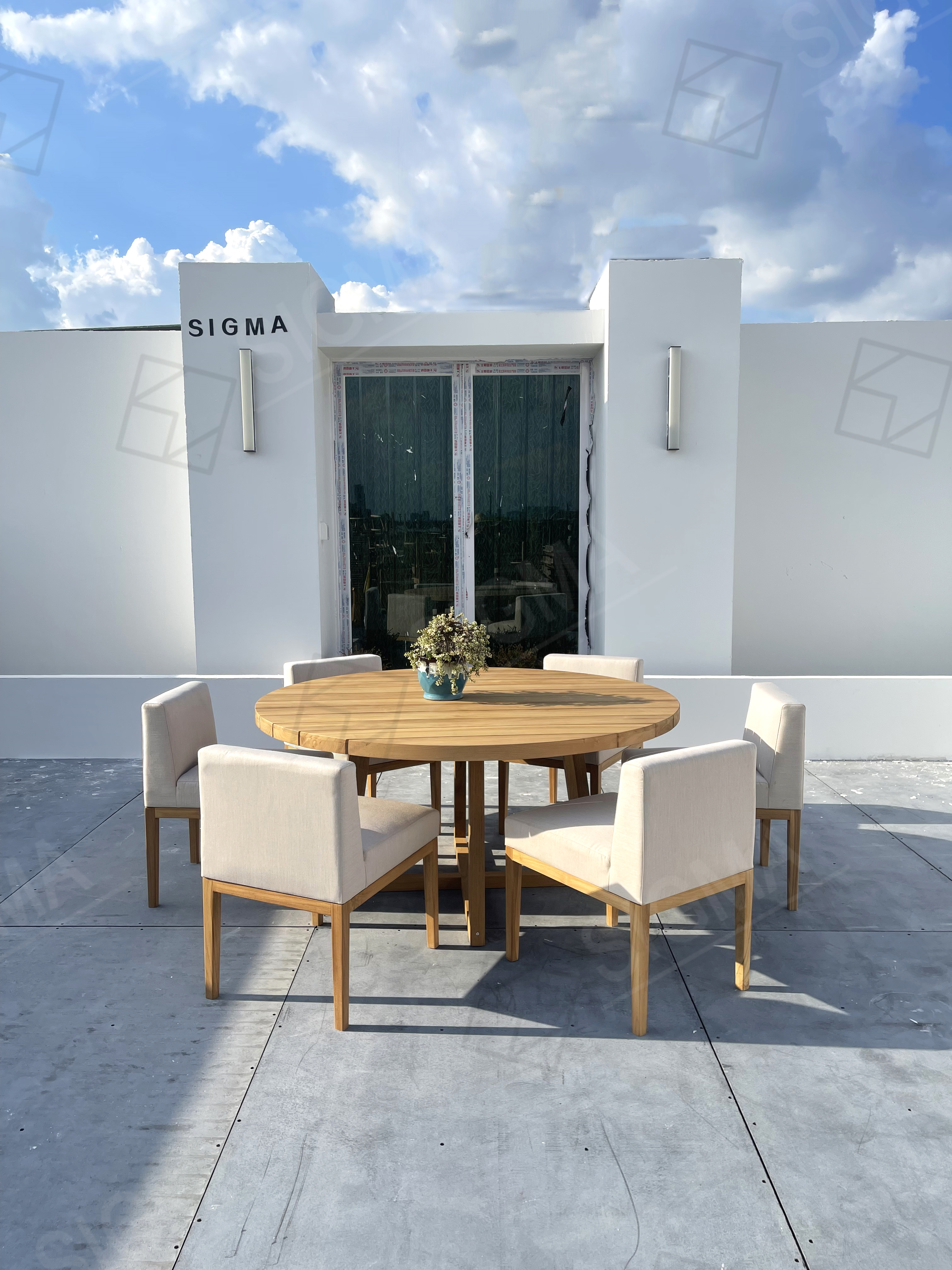 Outdoor Furniture   Patio Solid Teak Garden Dining Table Set Luxury  Dinning Table Set With Chairs