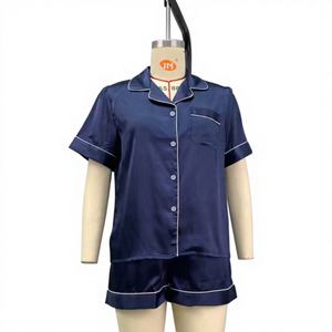 Ensemble de pyjama en satin thermique élégant et luxueux pour femmes, vêtements de nuit doux en polyester 100% avec taille élastique, idéal pour l'été et les mariages (ODM) - Product Image 2