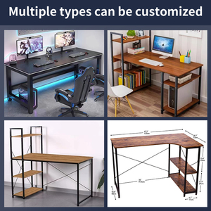 Scrivania Moderna con Struttura in Metallo e Piano in Legno, Tavolo da <span class=keywords><strong>Studio</strong></span> e Ufficio, Scrivanie per Computer con Dimensioni e Colori Personalizzabili per Gaming e Uso Ufficio - Product Image 3