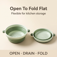 Passoire pliable en silicone, panier de lavage multifonctionnel pour fruits et légumes, bol de drainage pliable pour la maison