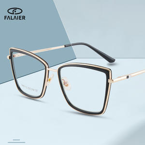 Lunettes anti-lumière bleue carrées en métal à monture intégrale Tr87113, unisexe, montures dorées et noires, protection des verres en acrylique - Product Image 3