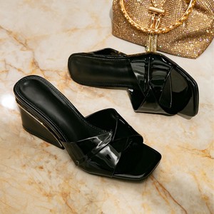 Sandalias de Tacón Alto con Plataforma para Mujer Huidong, Verano 2025, Punta Cuadrada, Parte Superior de Cuero Reciclado, Suela de Goma, Estilo Europeo-Americano - Product Image 3