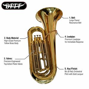 <span class=keywords><strong>Trombone</strong></span> Bb laqué or avec 3 pistons, instrument à vent pour étudiants, débutants et performances de fanfare - Product Image 2
