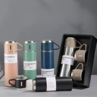 Vente en gros de 500ml thermos d'affaires ensemble de flacons thermos en acier inoxydable avec tasse et poignée