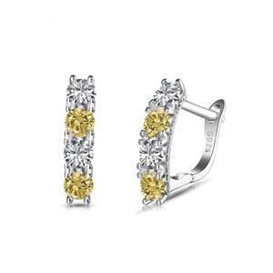 Dlyam Dainty Collection 925 Sterling <b>Silver</b> Rhodium Plated Yellow Clear Topaz Diamond Gemstone 5A Cubic Zirconia <b>Hoop</b> Earrings - Product Image 1
