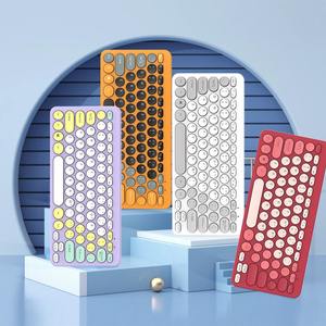 Colorful Typewriter Round Keycaps Keyboard Clavier Et Souris Sans Fil 2.4G Cute <b>Mouse</b> Keyboard and <b>Mouse</b> Kit - Product Image 2