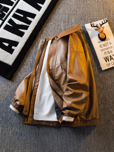 Chaqueta de Cuero PU Vintage 2025 para Hombre, Chaqueta de Trabajo de Marca Moderna y a la Moda para Primavera y Otoño |   Color y Estilo Personalizables - Product Image 3