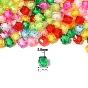 Cuentas de plástico acrílico de grado Super AA, cuentas de azúcar transparentes facetadas cuadradas y redondas de 10mm, 12mm y 14mm en forma cuadrada, cuentas sueltas - Product Image 2