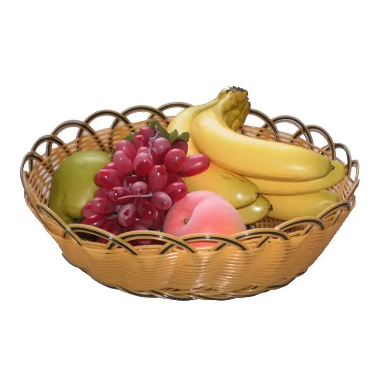 Cesta de plástico de ratán para fruta, cesta de ratán para fruta, precio al por mayor