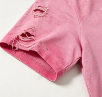 T-shirt unisexe tricoté oversize tendance, personnalisable, style streetwear, dégradé rose poudré, imprimé effet éclaboussures et taches