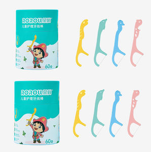 Floss Stick per Bambini con Design Cartoonesco in Materiale HIPS, Impugnatura Antiscivolo, Delicato per Gengive Sensibili, Uso Orale, 60 Pezzi Monouso - Product Image 1