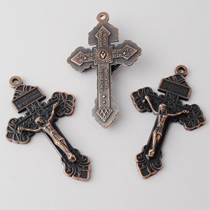 Ciondolo con croce e croce di Pardon cattolico placcato in rame antico in lega di zinco metallo 55x33mm regalo <span class=keywords><strong>poli</strong></span> sacchetto pendenti con ciondoli religiosi - Product Image 3