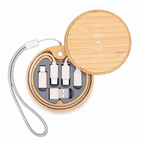 Kit de câbles écologiques ronds avec chargeur sans fil 15W, cordon multi-chargeur 6 en 1, câble USB à charge rapide 3A PD60W, câble de données, porte-clés
