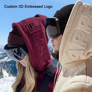 Wholesale Custom Logo Color 3D Embossed Winter Oversized Knitted Hoodie Poly Cotton <b>Pullover</b> <b>Mens</b> Long Sleeve Casual Streetwear - Product Image 2