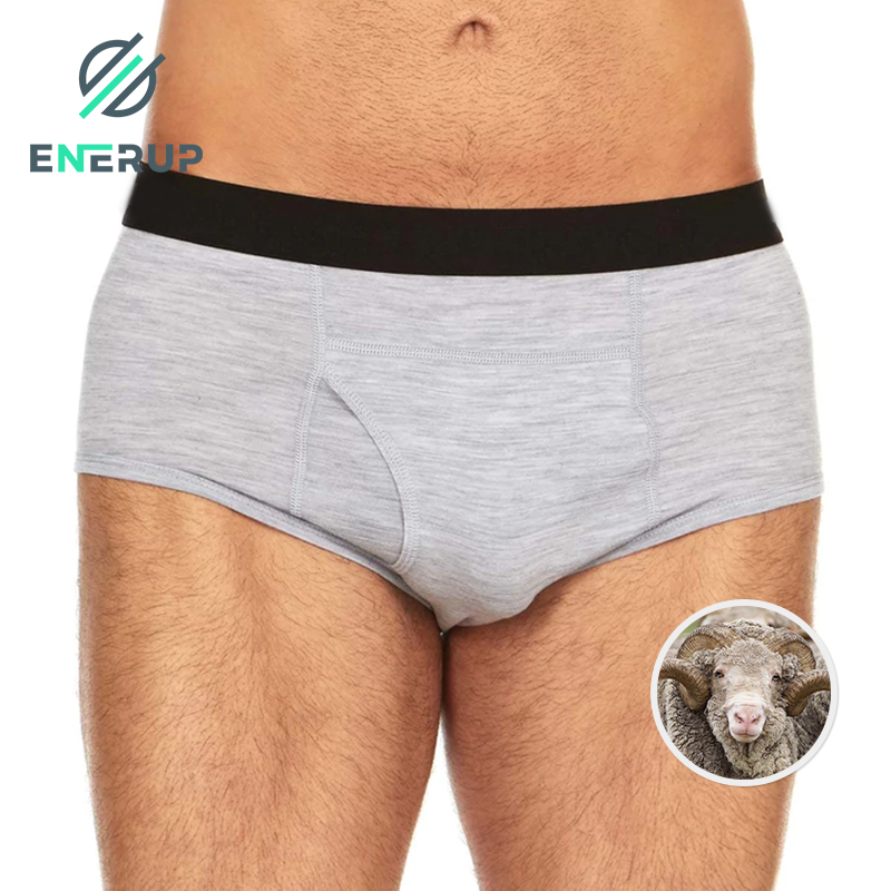 Enerup Boxer Shorts Custom Logo Brands Brief Man underwear Merino Wool boxer Men's Briefs   Boxers