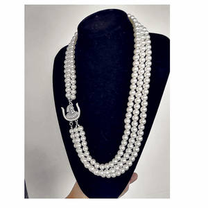 Gargantilla Declaración 3 capas perla con cuentas Strand negro Social Hija De ISIS DOI collares joyería de mujer griega - Product Image 3