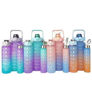 批发产品户外2000毫升饮水瓶900毫升运动水锁瓶500毫升渐变色漆3件套