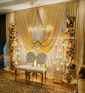 Decoración de Escenario de Iglesia para <span class=keywords><strong>Bodas</strong></span> Personalizada, Hermosas Cortinas de Lentejuelas de Seda de Leche, Telón de Fondo con Cenefa - Product Image 5