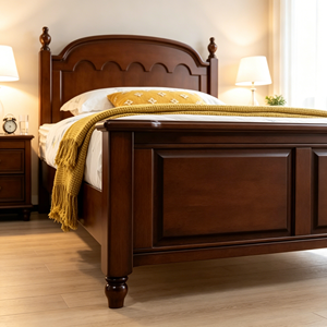 Traditional Wooden Queen Bed Frame with Storage Panel Design and Arched Headboard - Product Image 6