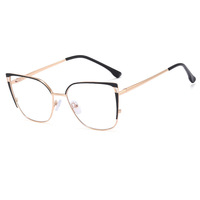Monture de lunettes œil-de-chat bicolore en métal avec charnière à ressort pour femme, monture optique anti-lumière bleue, pour verres correcteurs