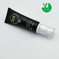 Oem 30ml 50ml 60ml kemasan tabir surya Remas Pe kosong tabung pompa tanpa udara hitam tabung Losion lembut untuk wadah krim Bb