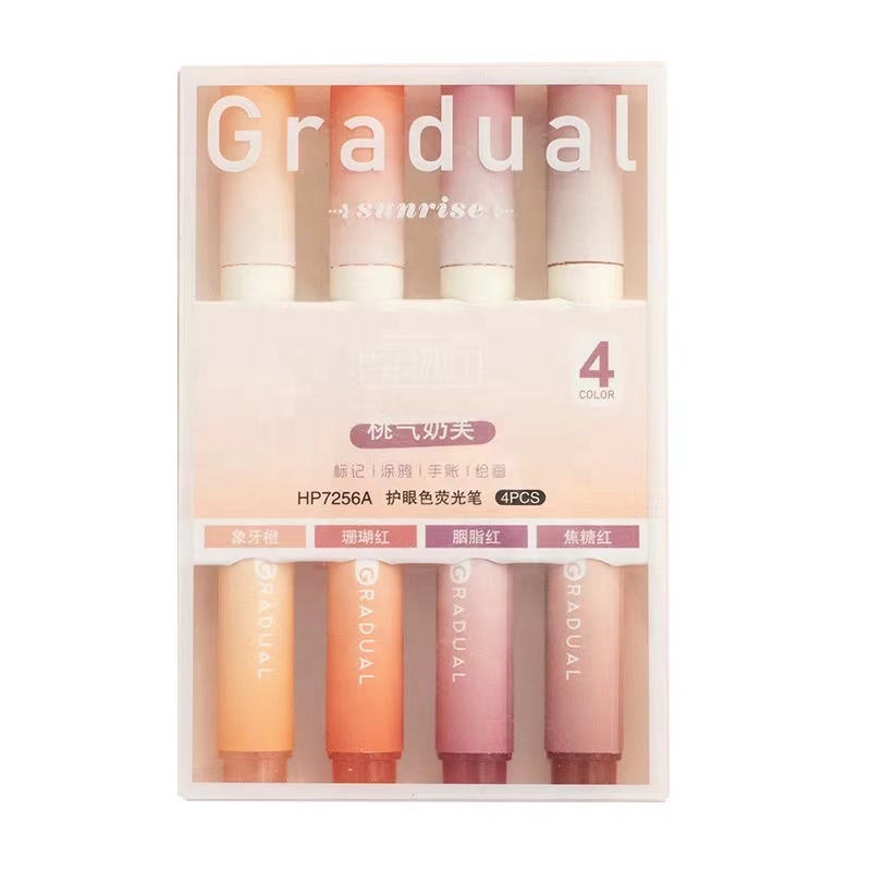 Gradual morandi color eye protection highlighter marker with chisel tip for journal drawing