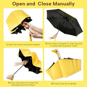 Duck Shape Handle 3 Fold <b>Umbrella</b> with logo Custom Manual Open Fashion OEM ODM Windproof Waterproof Custom Fold <b>Umbrella</b> - Product Image 3
