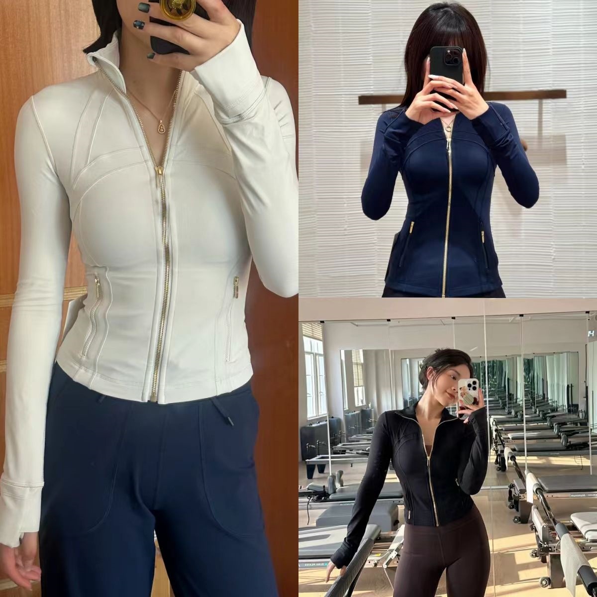 Polyamide Blank Gold Chain Vertical Collar Jacket Sports Yoga Clothes Slim-fit Jackette Quick Dry Sports Zip Up Jacket For Women