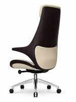 Chaise de bureau de direction moderne de luxe à dossier haut en cuir PU avec appui-tête, accoudoirs intégrés, base en aluminium, chaise pivotante