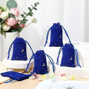 Bolsas de Terciopelo con Cordones para Regalos, Bolsitas para Joyería con Diseño de Luna y Estrella, Bolsas de Almacenamiento Reutilizables a Prueba de Polvo - Product Image 2