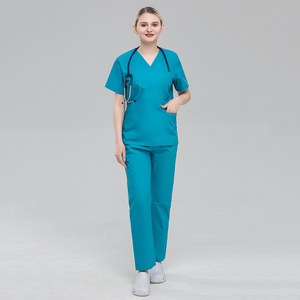 Uniformes de enfermera para clínica de mascotas, precio al por mayor, diseño prefabricado, tela de algodón suave, uniformes coloridos para enfermera - Product Image 2