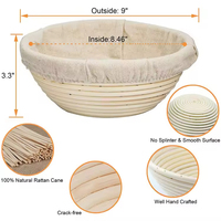 Ensemble de paniers de levage pour pain en rotin naturel 100% écologique de luxe avec poignée en bois de 9 pouces et sac en coton