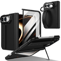 Étui pliable pour iPhone Duo avec protection d'écran intégrée 2-en-1, coque de protection avec dragonne et béquille LZ243
