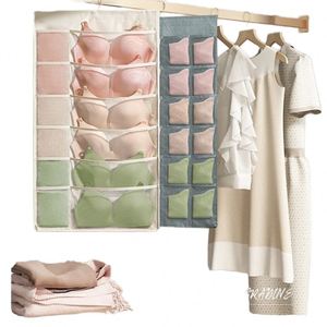 Double-Sided Wall-Mounted Wardrobe Organizer Hanging Storage <b>Bag</b> for Bras Socks Underwear Fabric Household Storage Solution - Product Image 1