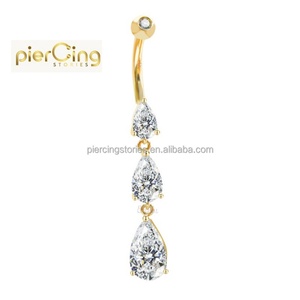 Piercing Stories Bodi Pierc Jewelri Heart CZ Stone Belly Bottom Ombligo Anillo Externamente Bell Button Anillos - Product Image 5