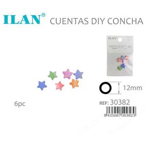 Perline a conchiglia Ilan Star 12 mm multicolori per artigianato fai da te, 6 pezzi - Product Image 3