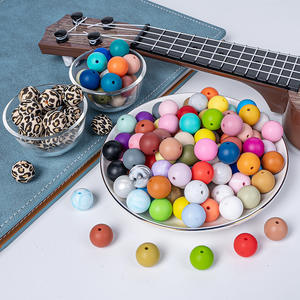 Venta al por mayor de cuentas de silicona Color de grado alimenticio, cuentas redondas sueltas hechas a mano Diy, pulsera de cuentas, cadena de chupete en Stock - Product Image 3