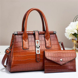 Ensemble de sacs Boston An Ru Shi à motif crocodile, taille moyenne, pour usage quotidien, sac à bandoulière avec portefeuille - Product Image 1
