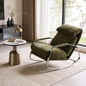 Sillón Mecedor Estilo Italiano, Estructura Metálica de Lujo, Tela Suave, Sillón de Descanso para Sala de Estar o Espacio de Descanso - Product Image 6