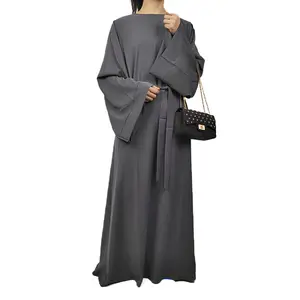 Custom Fashion Design dubai abaya kaftan style dress dubai black abaya silk trade women's abayas ethnic