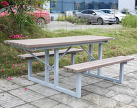 Table à manger de pique-nique pour personnes à mobilité réduite commerciale de 8 pieds pour l'extérieur ensemble de meubles de jardin patio extérieur table de café externe avec banc