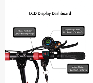 Scooter Eléctrico Plegable de 48V 800W, Ruedas Todoterreno de 10 Pulgadas, Aleación de Aluminio, Pantalla LCD, Portátil, para Viajes Diarios, 150kg, 10AH - Product Image 1