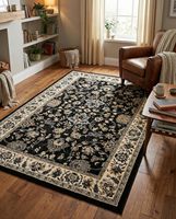 Grand tapis noir à poils ras, doux, lavable, antidérapant, pour entrée, cuisine, coin petit-déjeuner, décoration intérieure