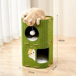 Cây nhà mèo mùa đông nhiều tầng tích hợp tổ ấm, nhà leo trèo hai tầng dành cho gia đình nhiều mèo - Product Image 1