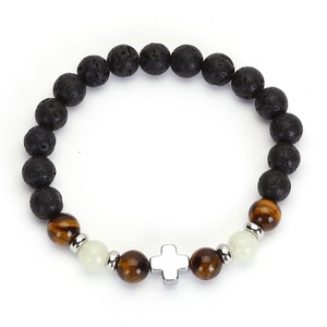 Nouvelle mode 2022 perle d'oeil <span class=keywords><strong>de</strong></span> tigre faite à la main <span class=keywords><strong>pierre</strong></span> <span class=keywords><strong>de</strong></span> <span class=keywords><strong>lave</strong></span> <span class=keywords><strong>noire</strong></span> perlé lumineux hématite Bracelets croisés - Product Image 3